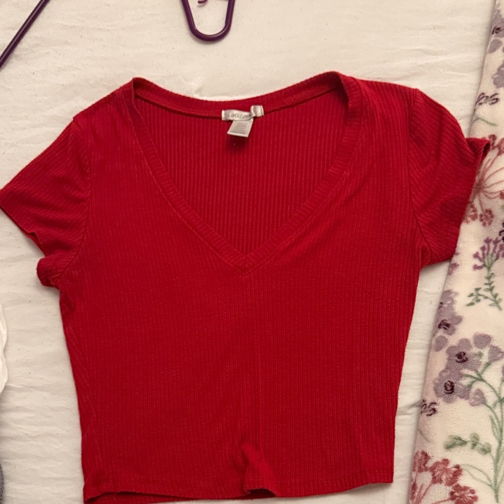 Forever 21 Red Ribbed Crop Top